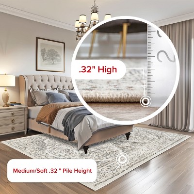 Tanith Cream and Gray Medallion Synthetic Area Rug