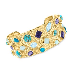 Ross-Simons 14.00 ct. t.w. Multi-Gemstone Cuff Bracelet in 18kt Gold Over Sterling - 1 of 4