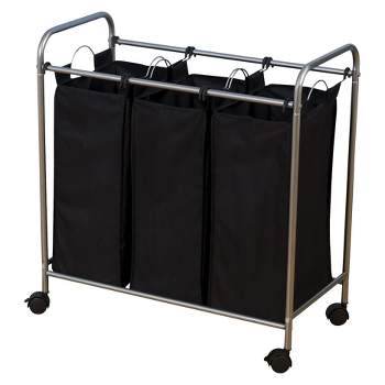 Household Essentials 3 Removable Bags Laundry Sorter with Wheels