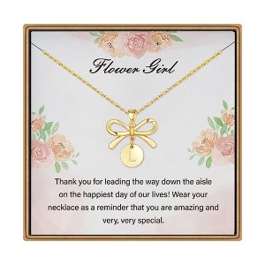 Turandoss Dainty Gold Initial Necklace for Girls Women, Bowknot Disc Necklaces, Flower Girl Gift - Necklace Gifts for Little Girls from Bride, 16+2.5 - 1 of 4