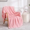 Itopfox Light Pink Flannel Fleece Throw Blanket, Soft Plush Cozy Valentines Blankets, Birthday Gifts for Mom, Women, Mothers Day with Square Grid - 2 of 4