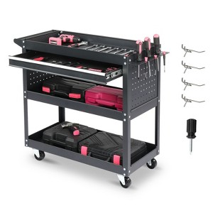 Karl Home 3-Tier Rolling Tool Cart in Black - 1 of 4