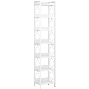 Resenkos Bookshelf, Bookcase Standing Shelf Unts,7-Tier Corner Shelf, 78.7" Narrow Bookshelf Corner Bookcase,White - 1 of 4