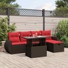vidaXL 6 Piece Patio Sofa Set with Cushions Brown Poly Rattan - 2 of 4