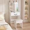 SEVOBAL Vanity Tables Stylish Modern Dressing Table with LED Mirror Hidden Storage for Bedroom, White, 23.62"*14.17"*53.94" - 2 of 4