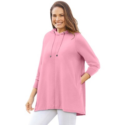 Woman Within Plus Size Pleat-Back Swing Hoodie Sweatshirt