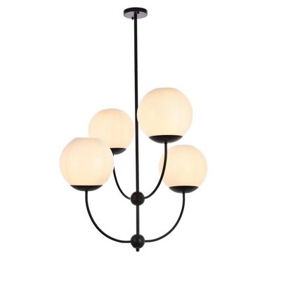 Elegant Lighting Lennon 31.5 inch pendant in black with white shade