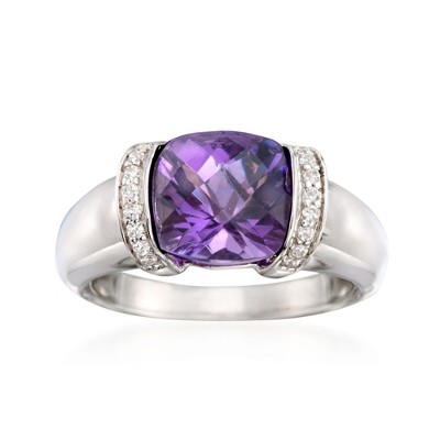 Ross-Simons 2.80 Carat Amethyst and .10 ct. t.w. CZ Ring in Sterling Silver