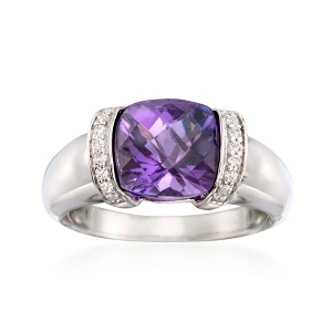 Ross-Simons 2.80 Carat Amethyst and .10 ct. t.w. CZ Ring in Sterling Silver - 1 of 4