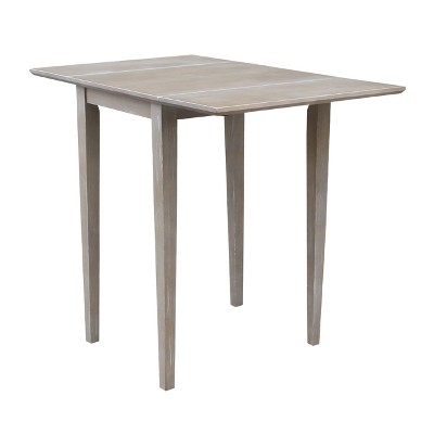 Elegant Washed Gray Taupe Solid Wood Extendable Dropleaf Dining Table