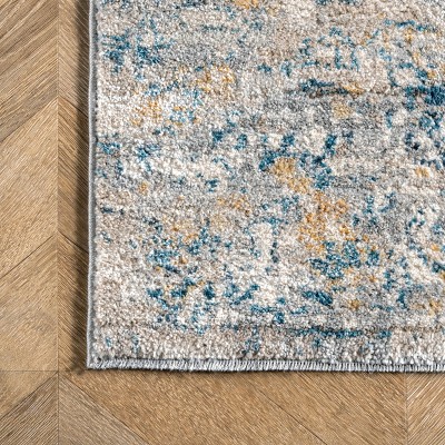 Blue Medallion Synthetic Easy Care Area Rug