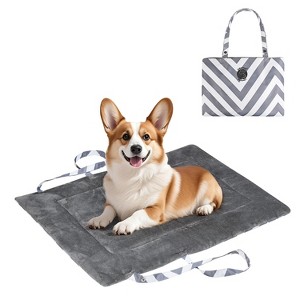 Kritter Planet Portable Plush Flannel Dog Bed, Reversible Waterproof Dog Cat Bed Mat with Handles, Indoor Outdoor Use - 1 of 4