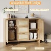 Jojoka Rattan Buffet Sideboard Cabinet with Storage,Modern Console Table with Drawers and Doors for Living Room,Oak - 3 of 4