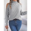 Womens Cold Shoulder Turtleneck Sweaters 2024 Fall Long Sleeve Soft Cable Knit Pullovers Sexy Jumper Tops - 2 of 4