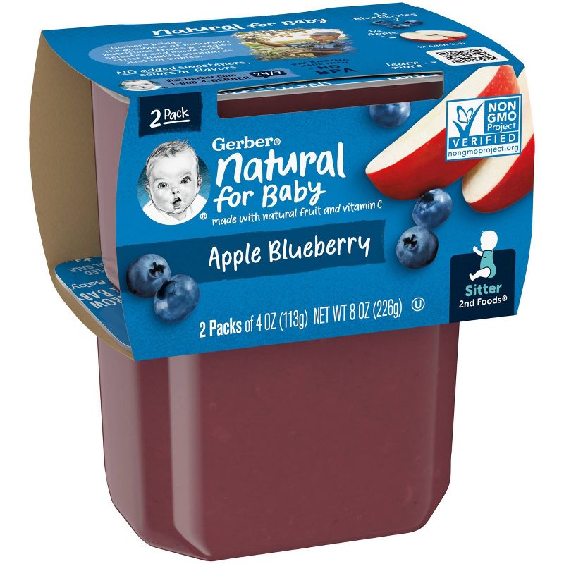 Gerber Sitter 2nd Foods Apple Blueberry Baby Meals - 2pk/8oz, 3 of 7