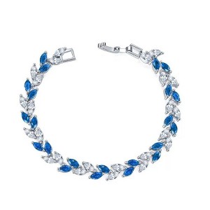 Hollywood Sensation Marquise Cubic Zirconia Tennis Bracelets with Blue Sapphire and White Diamond Cubic Zirconia - 1 of 4