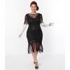 Unique Vintage Women's Plus Beaded Fringe Sleeve Nadine Flapper Dress - 4 of 4