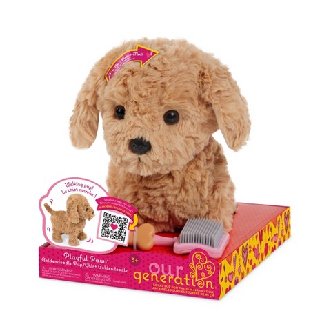 Детские мягкие игрушки Our Generation Playful Paws Goldendoodle Puppy Walking & Barking Electronic Interactive Pet Dog Plush: Plastic Polyester Toy
