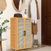 KTMBDW 6 Tier Shoe Storage Cabinet with Doors, Bamboo Multifunctional Organizer Rattan Pattern Rack Unit for Entryway, Living Room, Natural - 3 of 4
