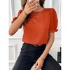 Women'S Shirts Summer Casual Crewneck Lace Crochet Short Sleeve Blouses Cute Floral Print Loose Tunic Tops - 4 of 4
