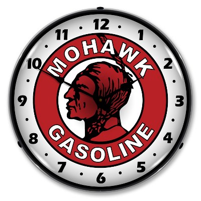 Collectable Sign & Clock | Mohawk Gasoline LED Wall Clock Retro/Vintage, Lighted