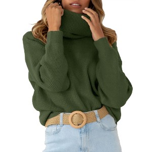 Women’s Elevated Oversized Turtleneck Sweater - Architectural Knit with Strategic Proportions Pullover Tops - 1 of 1