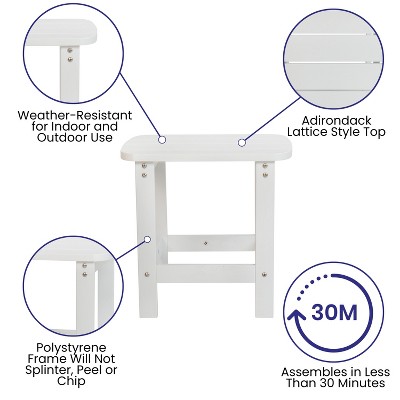 White Poly Resin 21" Indoor/Outdoor Adirondack Side Table