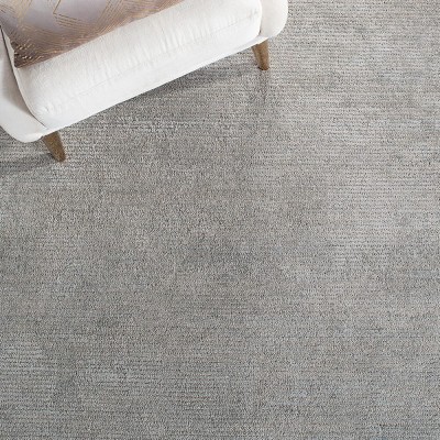 Hand-Loomed Gray Wool & Viscose 4' x 6' Tufted Rectangular Rug