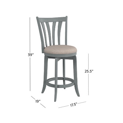 37" Blue Wire Brush Swivel Wood Counter Stool