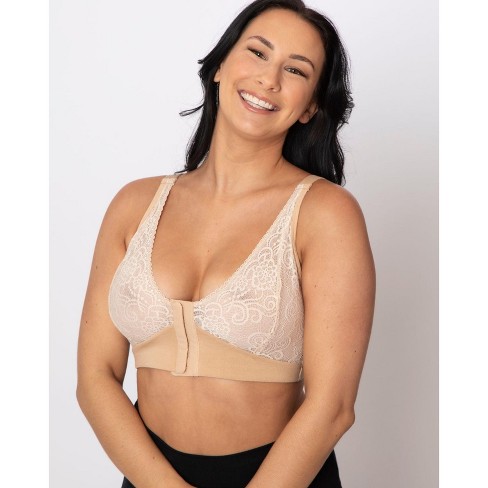 AnaOno Women's JamieLee Lace Front Closure Mastectomy Bralette Champagne -  Medium