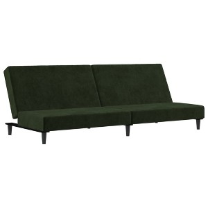 vidaXL 2-Seater Velvet Sofa Bed - Convertible Sleeper Loveseat in Dark Green, Multi-Purpose with Sturdy Wood Frame, for Home/Office - 1 of 4