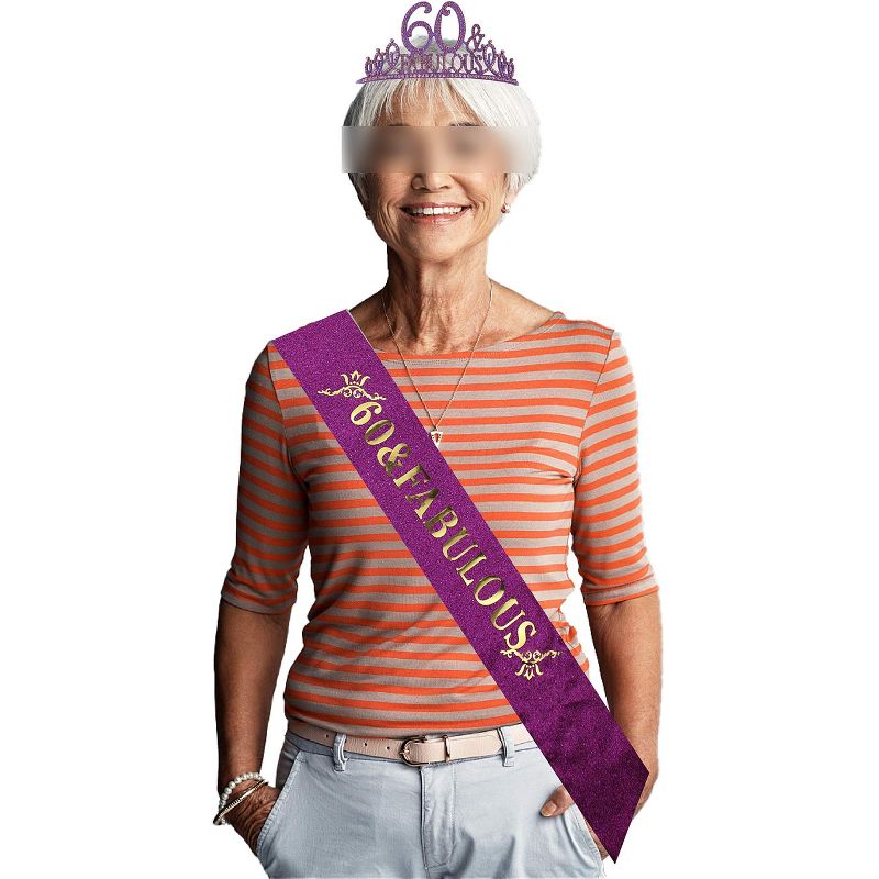 Meant2tobe 60th Birthday Sash And Tiara For Women - Purple, 2 of 5