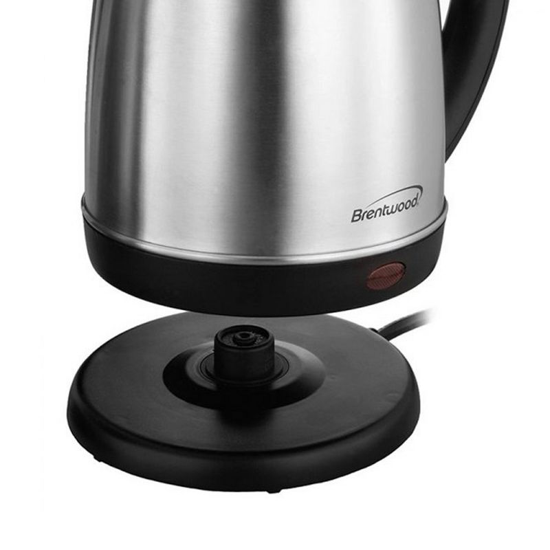 Brentwood 2.0 Liter 1000W Stainless Steel Electric Cordless Tea Kettle, 4 of 8