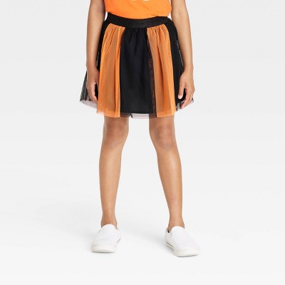Girls' Halloween Tutu Skirt - Cat & Jack™ Black/Orange