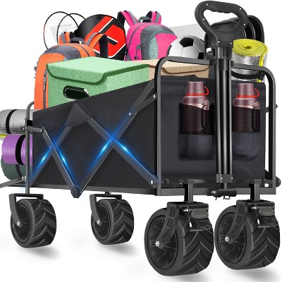 Musment Collapsible Foldable Wagon Cart, 350lbs Large Capacity Folding Wagon Cart