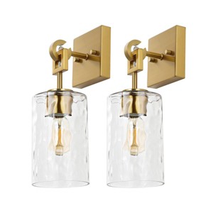 Tyrosa 6.25" Wall Sconce (Set of 2) - SCN4113 - Brass/Clear - Safavieh - 1 of 4