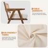 Mid-Century Farmhouse Accent Chair - Wood Armchair with Rattan Backrest & Linen Cushion for Living Room, Bedroom - Beige, Easy Assembly - 3 of 4