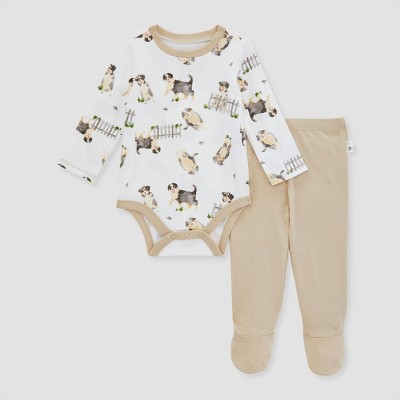 Image of Burt's Bees Baby® Baby Boys' Sheep Dog Bodysuit & Pants Set - Beige 6-9M