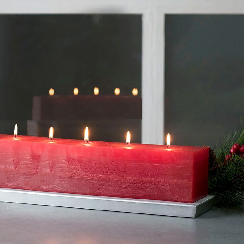 Vance Kitira 22.75" Layered Brick Candle, Red ,Scentless, Clean-Burning, Environmental Friendly, 3 of 4