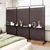 Costway 3-Panel Room Divider with Storage Shelves 6FT Tall Folding Privacy Screen on Wheels Black/White/Gray/Brown - 4 of 4