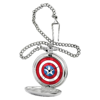Men's Marvel Captain America Silver Pocket Watch - Silver