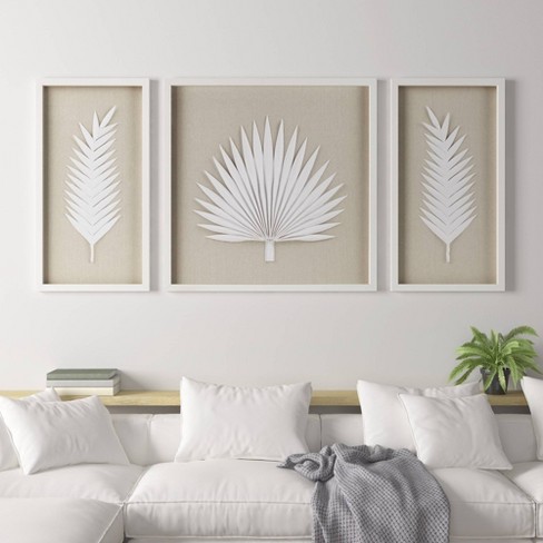 23.5 X 23.5 Modern Large Square Abstract Art White Paper Shadow Box Wall  Decor - Olivia & May : Target