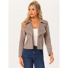 Allegra K Women's Faux Suede Lapel Collar Moto Biker Jacket - 4 of 4