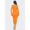 Slickblue Women's Solid Mesh Ruched Midi Dress, Long Sleeve Smock Neck, Orange or Fuchsia, Size S-L - 4 of 4