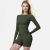 Anna-Kaci Active Women's Long Sleeve Fitted Crew Neck Top with Thumbhole Cuffs and Seam Detailing - 3 of 4