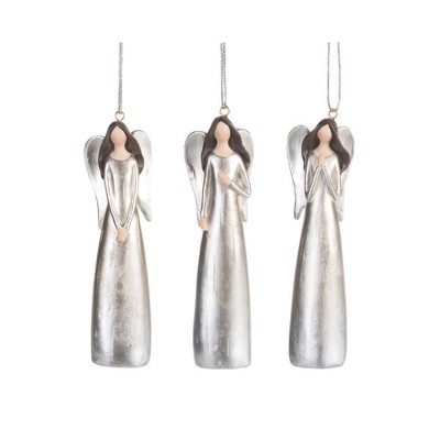 Transpac Resin Slate Angel Ornament Set of 3 Christmas Home Decorations