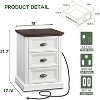 Nightstand with Charging Station & 3 Drawer, Farmhouse End Table for Bedroom, Living Room - image 4 of 4