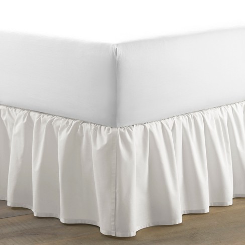 Twin Solid Ruffled Bedskirt White - Laura Ashley: 100% Cotton, Machine ...