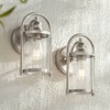 John Timberland Rustic Farmhouse Outdoor Wall Light Fixtures Set of 2 Brushed Nickel 10 1/4" Clear Glass for Exterior Barn Deck House Porch Yard Patio - 2 of 4