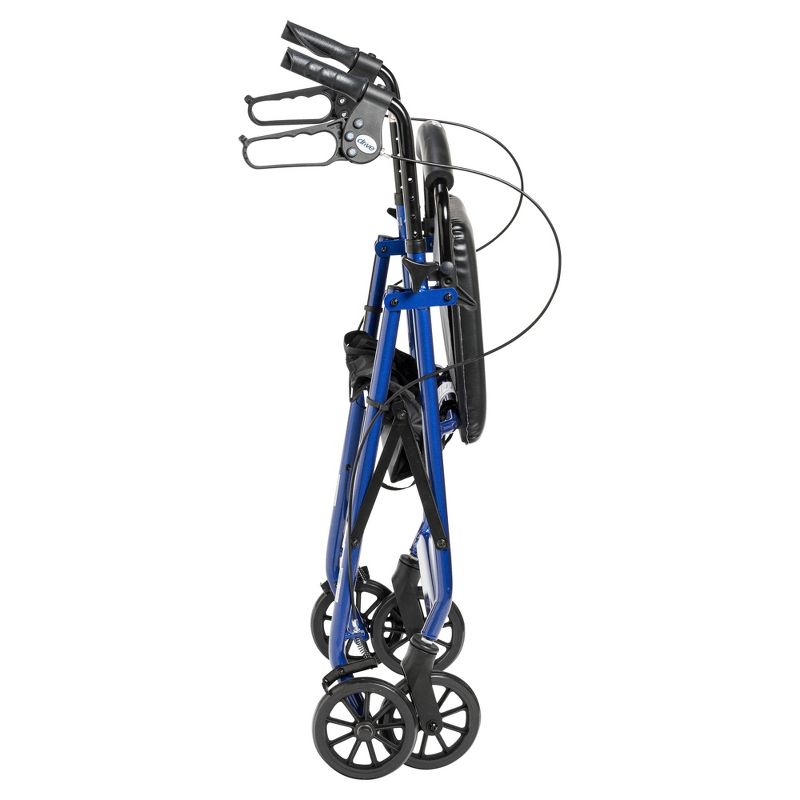 Drive Medical Walker Rollator with 6" Wheels, Fold Up Removable Back Support and Padded Seat, Blue, 6 of 12